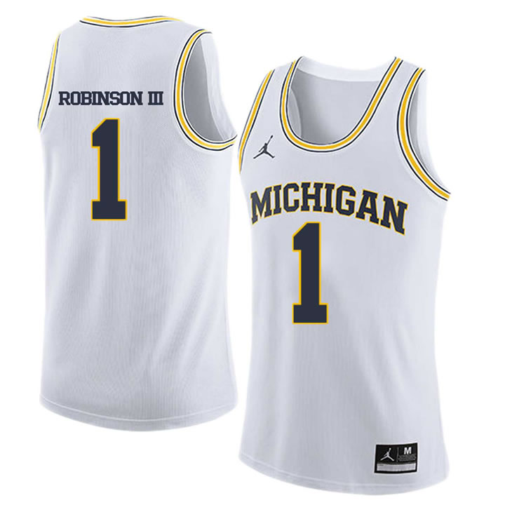 University of Michigan #1 Glenn Robinson III White College Basketball Jersey